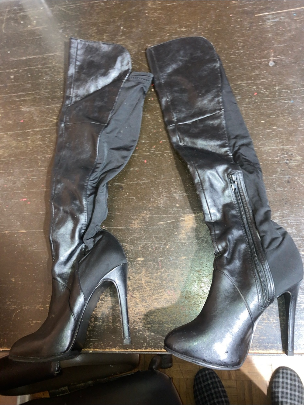 Steve Madden Black Over-The-Knee Stiletto Boots with Side Zip